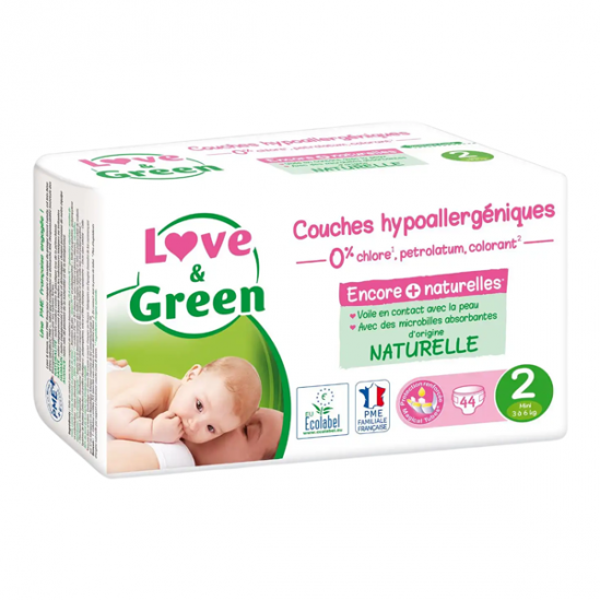 Love & green couches hypoallergéniques taille 1 2-5 kg 44 pièces