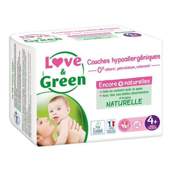 Love & green couches hypoallergeniques taille 4+ paquet de 42