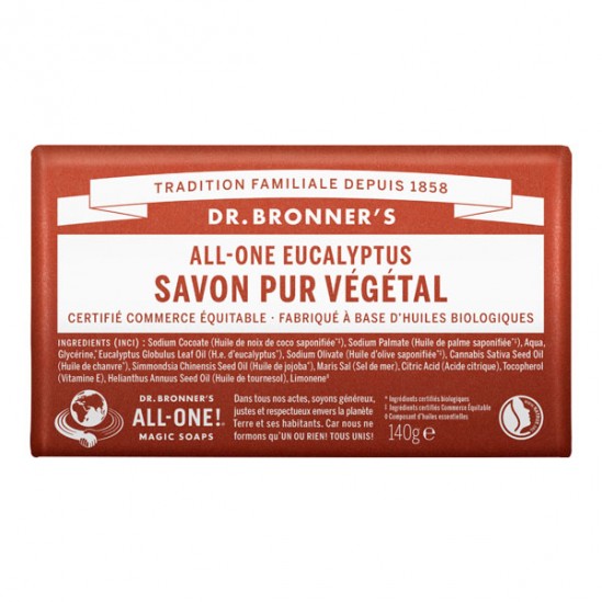 Dr Bronner's pain de savon all-one eucalyptus 140g
