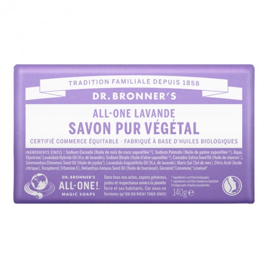 Dr Bronner's pain de savon all-one lavande 140g
