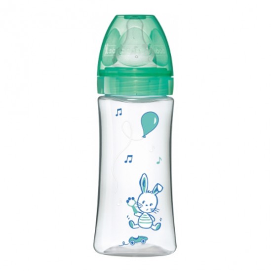 Dodie initiation+ biberon tétine 3vitesses débit 3 +6mois vert 330ml