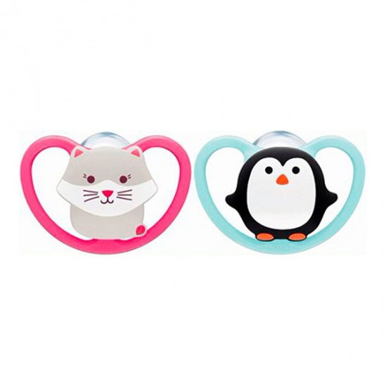 Nuk space sucette en silicone lot de 2 0-6 mois garçon