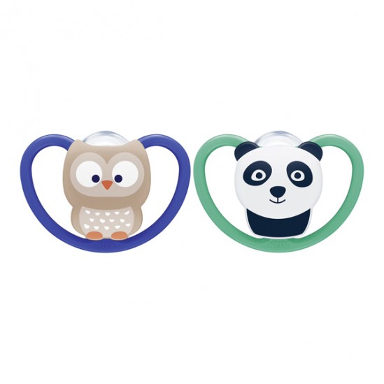 Nuk space 2 sucettes silicone koala et tigre 6-18 mois