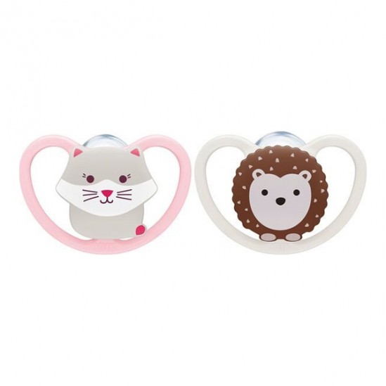 Nuk sucettes space 0-6m chat-hérisson lot de 2