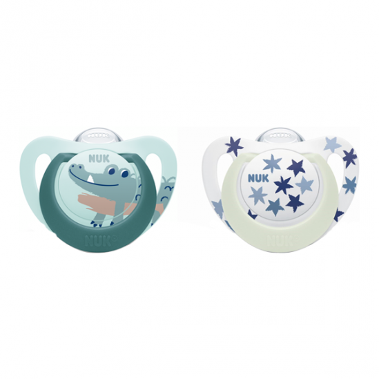 Nuk starlight 2 sucettes silicone garçon 6-18 mois