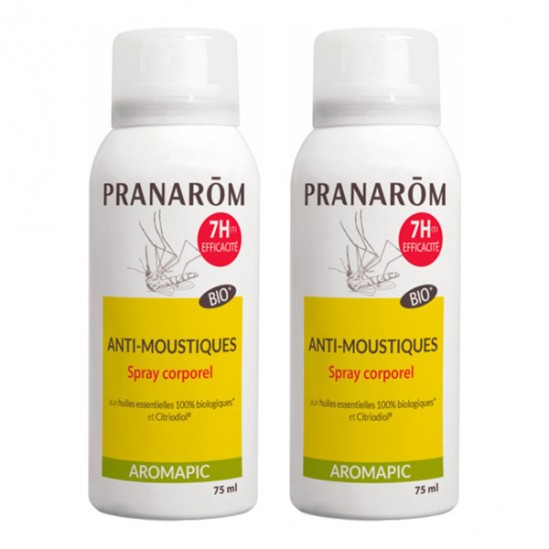 Pranarôm aromapic spray corporel anti-moustiques bio lot de 2 x 75ml