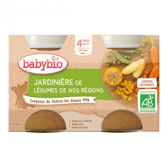 Babybio jardinière de légumes 4 mois et+ pots de 2x130g