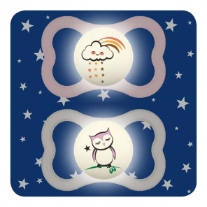 Mam suprême nuit 6+ trends 2 sucettes nuit nuage et chouette dès 6 mois