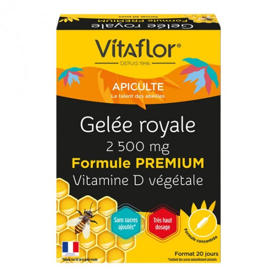 Vitaflor gelée royale bio 2500 mg vitamine d végétale 20 ampoules