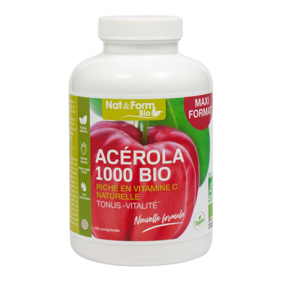 Nat&form acérola bio 1000 vitamine C naturelle 30 comprimés