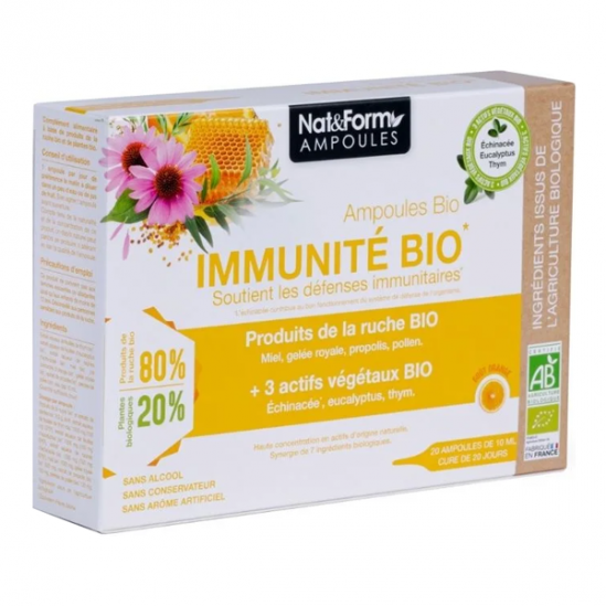 Nat&form ampoules immunité bio 20 ampoules de 10ml