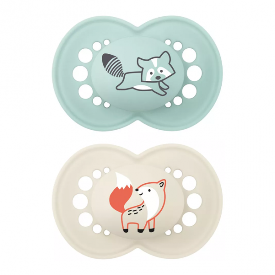 Mam sucette original silicone motif nature +18 mois raton laveur & renard