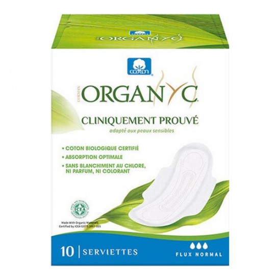 Organyc 10 serviettes coton bio flux normal
