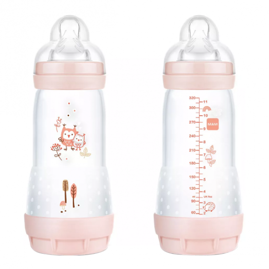 Mam easy start 2 biberon anti-colique nature débit 3 aqua+lin 320ml