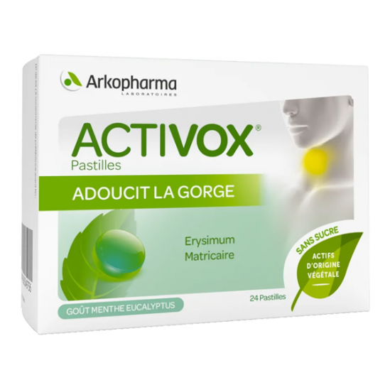 Arkopharma activox pastilles pour adoucir la gorge arôme menthe eucalyptus 24 pastilles