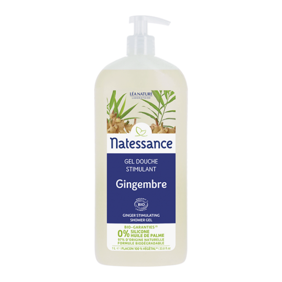 Natessance gel douche stimulant gingembre bio 1L