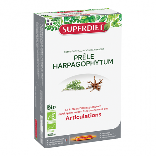 SuperDiet Prêle Harpagophytum bio 20 ampoules de 15ml