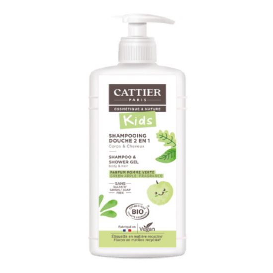 Cattier kids shampoing douche 2en1 parfum pomme verte 500ml