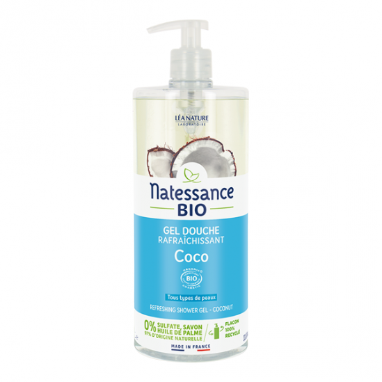 Natessance gel douche rafraîchissant eau de coco 1L