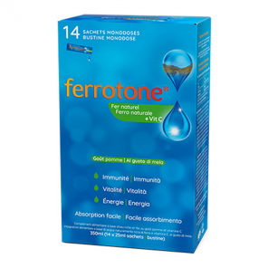 Ferrotone + vitamine C goût pomme 14x25ml sachets monodoses