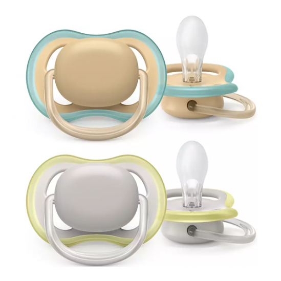 Avent Ultra Air 2 sucettes silicone 0-6 mois bleu et jaune
