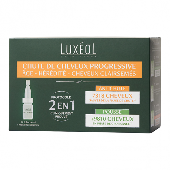 Luxéol chute de cheveux progressive 2en1 - 14 fioles x 6ml