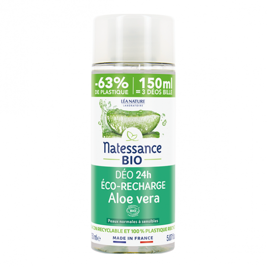 Natessance Déo 24h Éco-recharge Aloe Vera bio 150ml