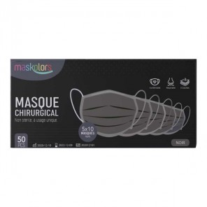 IDC masque chirurgical type IIR couleur noire boîte de 50 masques