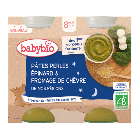 Babybio pâtes perles epinard fromage de chèvre 2 x 200gr