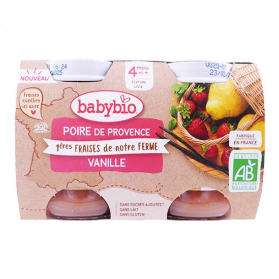 Babybio poire de provence 1ères fraises de notre ferme vanille 2x130gr