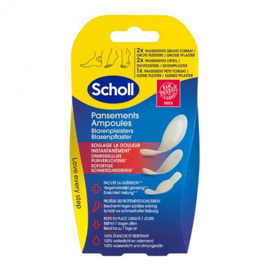 Scholl 5 pansements ampoules différentes tailles pour talon et orteils