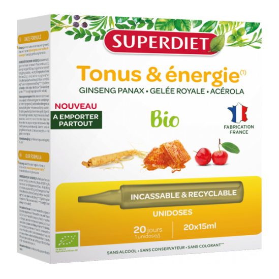 Superdiet Ginseng Gelée Royale Acérola bio 20 unidoses