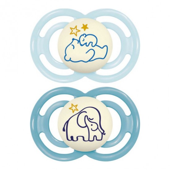 MAM Perfect Nuit 2 sucettes + 6 mois, mouton et girafe