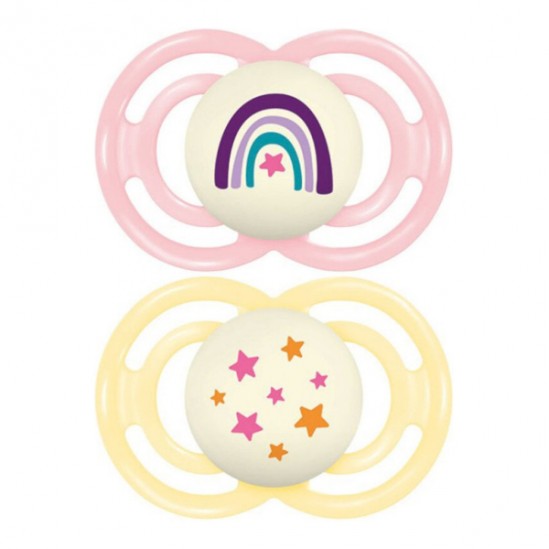 MAM Perfect Nuit 2 sucettes + 6 mois, mouton et girafe