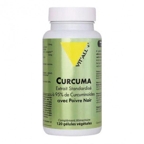 Vitall+ Curcuma Extrait Stantarisés à 95% avec Poivre Noir 120 gélules