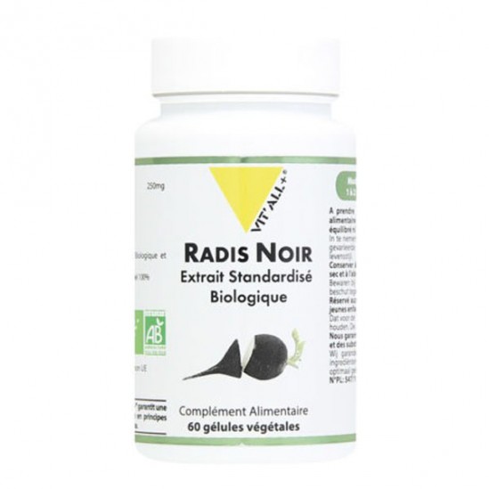 Vitall+ Radis Noir Bio 250mg 60 gélules végétales