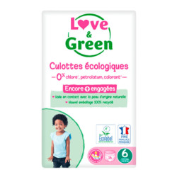 Love & Green culottes hypoallergéniques taille 6 extra large (12kg et + 16 pièces)
